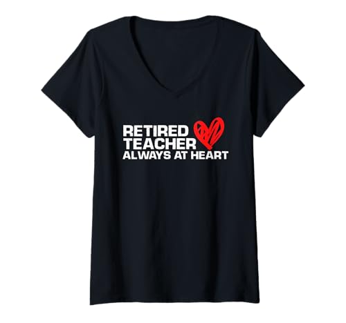 Damen In Rente Lehrer Immer im Herzen Stolz auf Bildung T-Shirt mit V-Ausschnitt von Für immer Lehrer Humor & Schulalltag