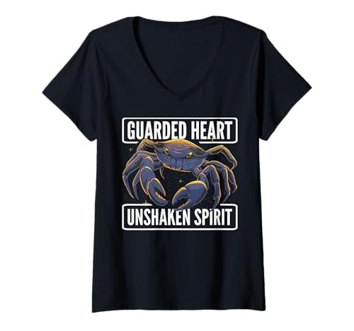 Damen Krebs. Bewachtes Herz. Unerschütterlicher Geist. T-Shirt mit V-Ausschnitt Damen Krebs. Bewachtes Herz. Unerschütterlicher Geist. T-Shirt mit V-Ausschnitt von Für sensible Köpfe, stetige Herzen, innere Stärke
