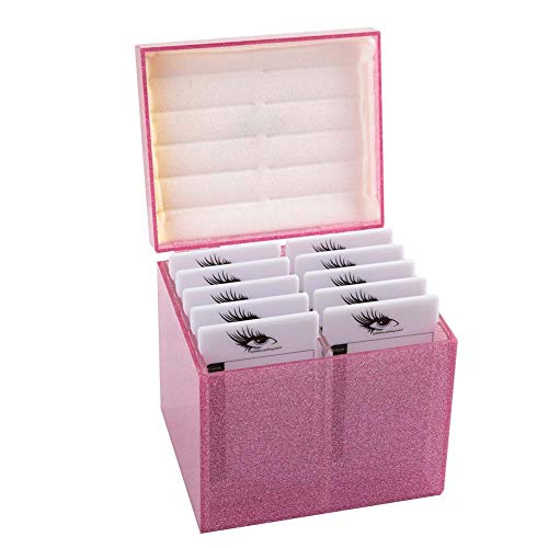 10-lagige Wimpern-Aufbewahrungsbox, Wimperntablett-Organizer, Aufbewahrungsbox Für Falsche Wimpern, Make-up-Display-Behälter Zum Pfropfen von Wimpernverlängerungen(Rosa) von Fuerdich