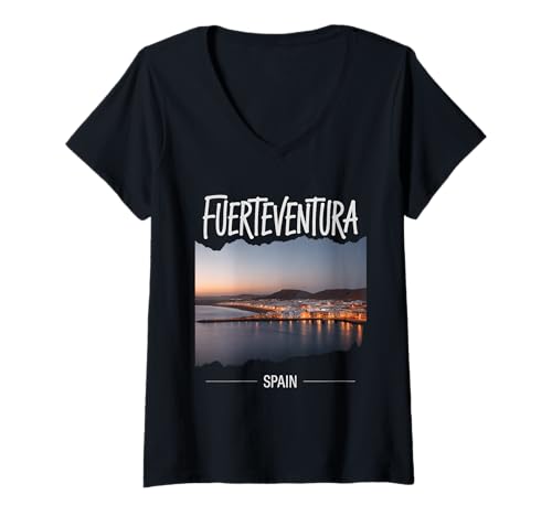 Damen Fuerteventura Spanien T-Shirt mit V-Ausschnitt Damen Fuerteventura Spanien T-Shirt mit V-Ausschnitt von Fuerteventura Design