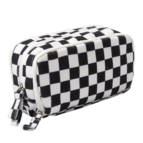 Fufumin Federmäppchen mit großem Fassungsvermögen, aus Kord, mehrere Taschen, stabiler Reißverschluss, niedliches Schulbedarf, Stiftetasche, Organizer für Mädchen und Kinder, Schwarzes und weißes Fufumin Federmäppchen mit großem Fassungsvermögen, aus Kord, mehrere Taschen, stabiler Reißverschluss, niedliches Schulbedarf, Stiftetasche, Organizer für Mädchen und Kinder, Schwarzes und weißes von Fufumin