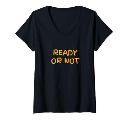 Damen Bereit O r Nicht Fugee T-Shirt mit V-Ausschnitt Damen Bereit O r Nicht Fugee T-Shirt mit V-Ausschnitt von Fugee Rap Ready Orr Not