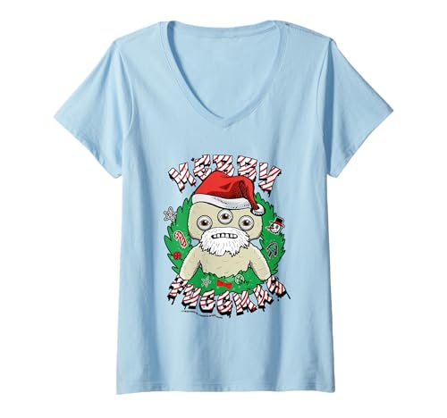 Damen Genervtes Alien Frohe Fuggmas Weihnachten T-Shirt mit V-Ausschnitt von Fuggler
