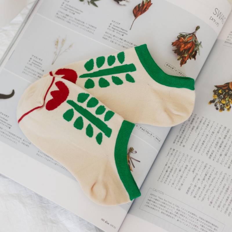 Blumensocken - Abstraktes Muster, Niedrige Damen Socken, Füßlinge, Knöchelsocken， Baumwolle, Frühling, Basisgarderobe, Geschenkidee Für Sie von FuguSocken