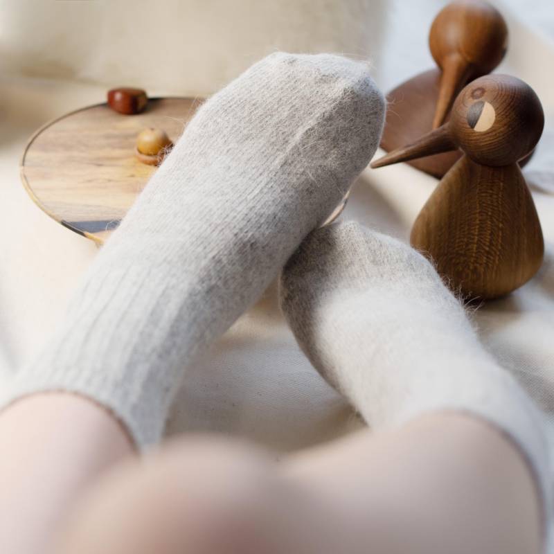 Super Weiche Hellgraue Kaninchenfell Socken - Flauschig, Gemütlich, Warm, Loungewear, Stiefelsocken, Perfekt Als Geschenk Für Sie Und Mom von FuguSocken