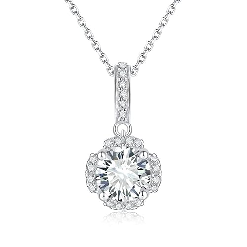 Moissanite Halskette für Frauen 1CT D Farbe VVS Diamond Round Cut 925 Sterling Silber Anhänger Halskette für Sie mit Echtheitszertifikat von FuigeBach