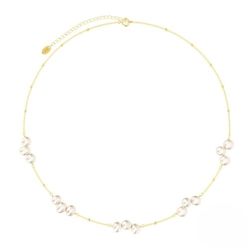Natürliche Süßwasserperlen Halskette für Frauen 925 Sterling Silber 14 Gold plattiert Halskette für Geburtstag Geschenk mit Echtheitszertifikat von FuigeBach