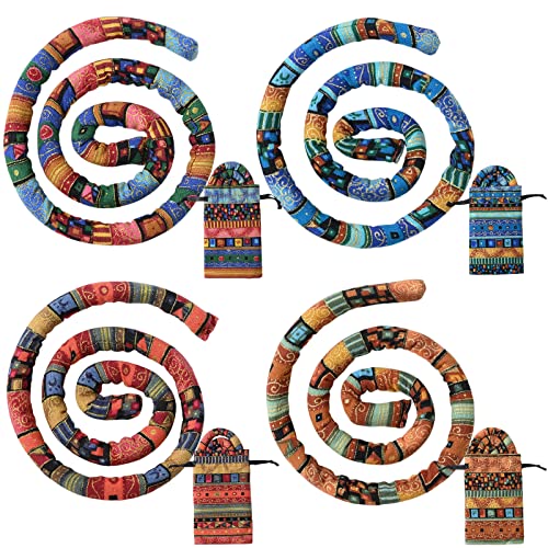 4 x Spiralverschluss, biegbar, böhmische Haargummis, dicker Pferdeschwanzhalter mit eingebettetem Eisendraht, für Damen und Herren von Fuikupe