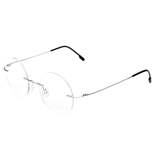 Randlose runde Lesebrille Titan Lightweight Readers Brille Männer Frauen +0.50 von Fuisetaea