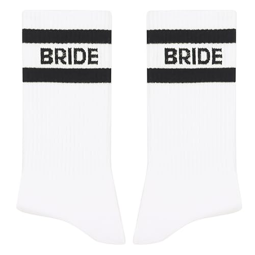 Team Bride Socken, Brautsocken, Brautjungferngeschenke für Frauen, Hochzeitsgeschenke, Hochzeitsfeier Geschenk (117), White Bride 150, 40.5 EU von FujLoy