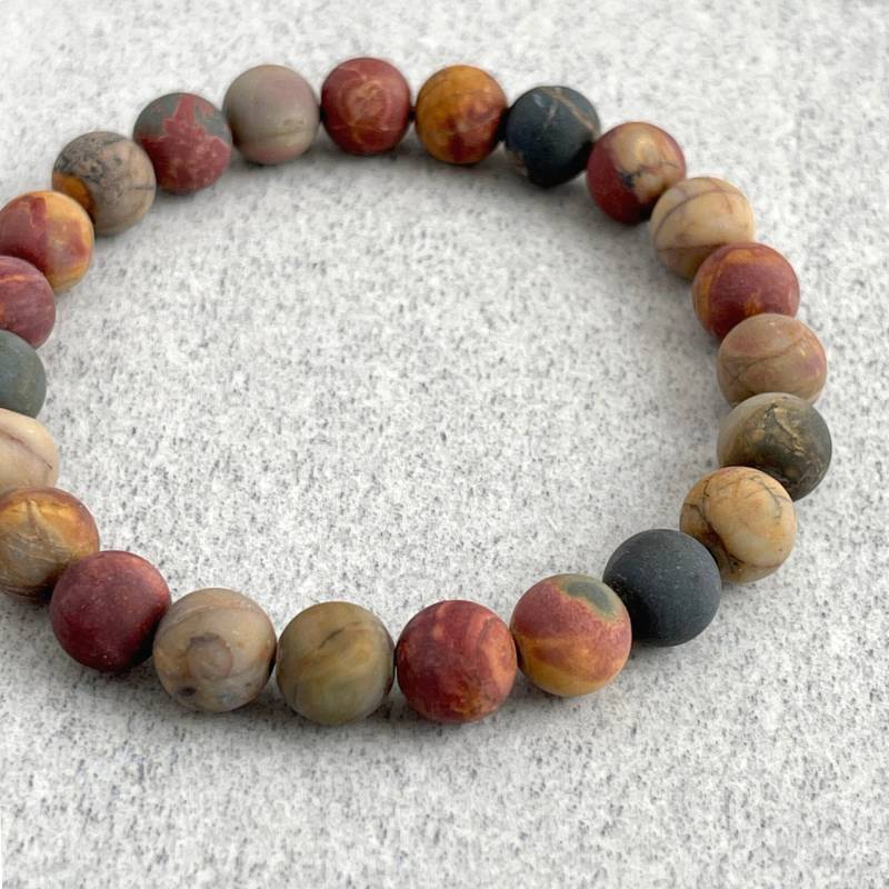 Matt Picasso Jaspis Perlen Armband - Herren Edelstein Stretch von FujiBeads
