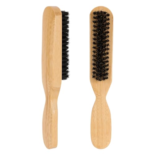 2 Stück Slick Back Haarbürsten, Weiche Wildschweinborstenbürste mit Holzgriff Glättende Haarbürste zum Polieren und Vertiefen des Stylings von Dünnem und Feinem Haar für Frauen Männer Kinder von Fukaisu
