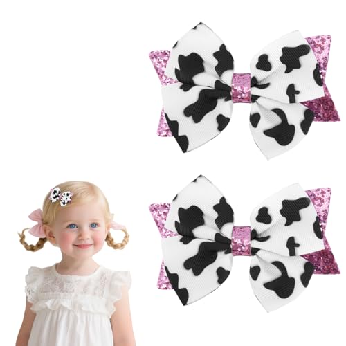 2stk Haarschleifen mit Kuh-Print, Süße Haarschleifen-Clips Rosa Pailletten Kuh-Print-Clips Bauernhoftier-Themen-Accessoires für Mädchen und Frauen 2stk Haarschleifen mit Kuh-Print, Süße Haarschleifen-Clips Rosa Pailletten Kuh-Print-Clips Bauernhoftier-Themen-Accessoires für Mädchen und Frauen von Fukaisu