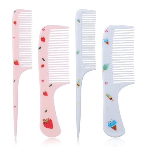 4st Süßes Haarkamm Set, Erdbeer- und Eiscreme-Motiv Kinderkamm Feiner Kamm und Rattenschwanzkamm Kleine Winzige Kunststoffbürste für Frauen Mädchen Kinder Alle Haartypen 4st Süßes Haarkamm Set, Erdbeer- und Eiscreme-Motiv Kinderkamm Feiner Kamm und Rattenschwanzkamm Kleine Winzige Kunststoffbürste für Frauen Mädchen Kinder Alle Haartypen von Fukaisu