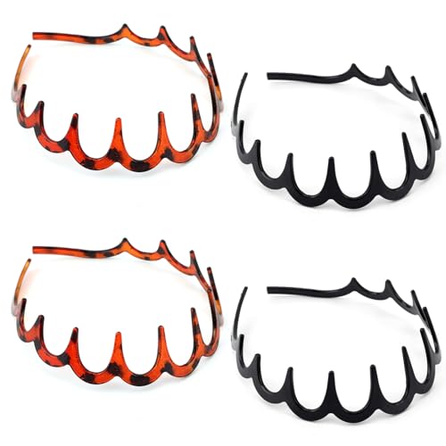 4stk Zickzack-Stirnbänder für Damen und Mädchen, Rutschfeste Gewellte Kunststoff mit Zahnkamm Haarreifen Haarschmuck für Make-Up Gesichtsreinigung Oder den Täglichen Gebrauch (Bernstein, Schwarz) 4stk Zickzack-Stirnbänder für Damen und Mädchen, Rutschfeste Gewellte Kunststoff mit Zahnkamm Haarreifen Haarschmuck für Make-Up Gesichtsreinigung Oder den Täglichen Gebrauch (Bernstein, Schwarz) von Fukaisu