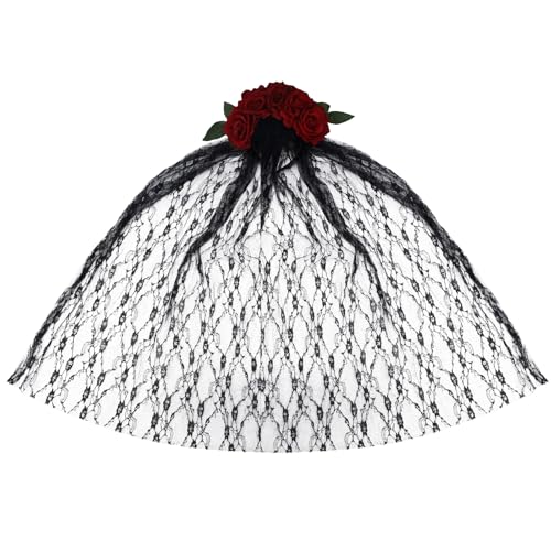Tag Der Toten Kopfschmuck, Dia de Los Muertos Mexikanische Blumenkrone Stoff Blumenkrone Schleier Halloween Kostümzubehör für Frauen Cosplay Rollenspielzubehör Tag Der Toten Kopfschmuck, Dia de Los Muertos Mexikanische Blumenkrone Stoff Blumenkrone Schleier Halloween Kostümzubehör für Frauen Cosplay Rollenspielzubehör von Fukaisu