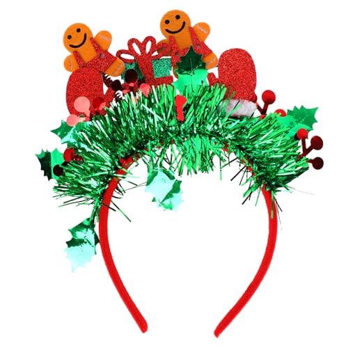 Weihnachts Haarband für Frauen, Glitzer Grüne Quasten Lebkuchenmann Haarband Lustig Festliche Haaraccessoires für Weihnachtsfeier Feiertag Winterkostüm von Fukaisu