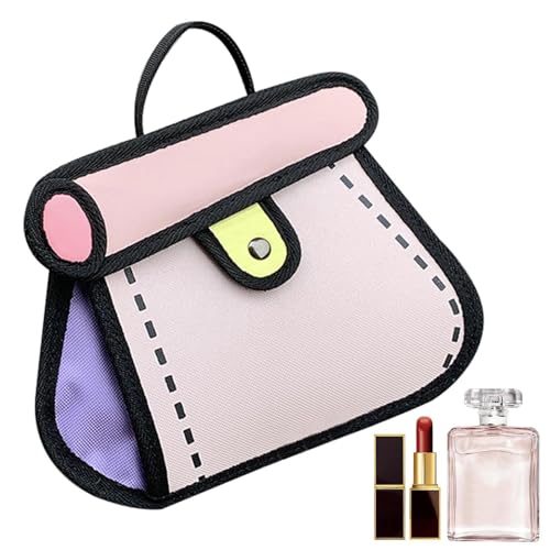 3D-Stil 2D-Zeichnungs-Cartoon-Tasche, Japanische Anime-personalisierte Ölgemälde-Umhängetasche Für Frauen, Süße Zweidimensionale Textur-Spleißketten-Umhängetasche, Leichte Canvas-Handtasche Für ädche von Fukamou