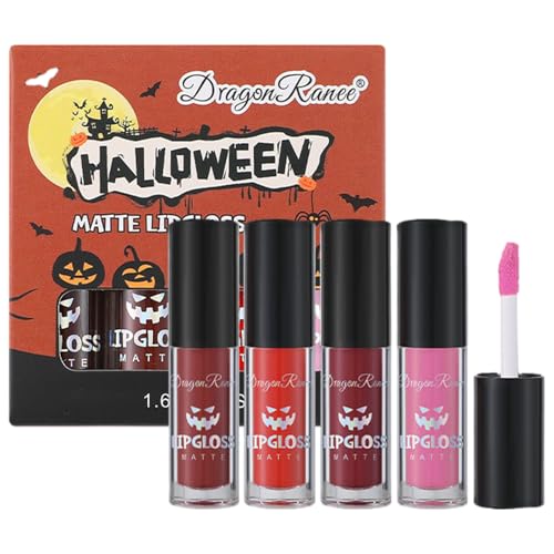 4 Farben Matte Flüssiger Lippenstift Wasserdichte Langlebige Flüssigkeit Lipliner Halloween Make-up Geschenk-Set Für Frauen Und Mädchen von Fukamou