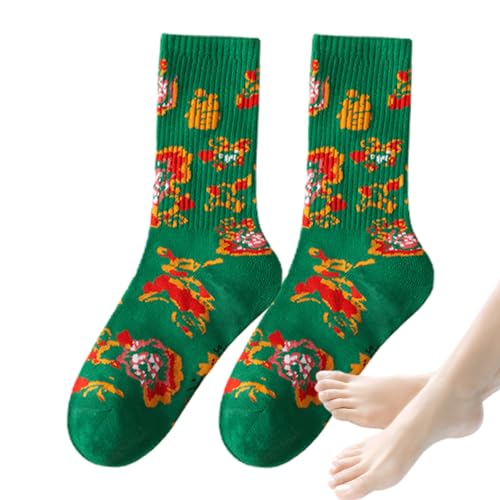 Chinesische Neujahrssocken, Rote Socken Chinesisches Neujahr, Mittelstrumpf Mid-Tube Red Fu Warm Socken, Frühlingsfest-Knöchelschutzsocken Für Lässiges Zuhause, Neujahr von Fukamou