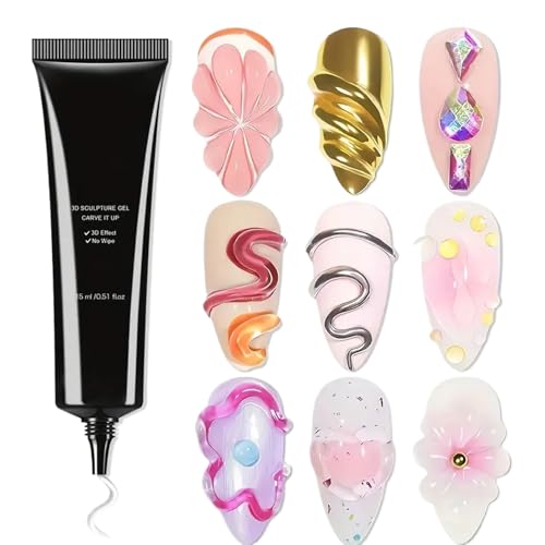 Fukamou 3D Gel Für Nägel - Gelformung Für Nägel 15ml | Klebeverstärkung Modellage Dekoration Für Frauen Mädchen Salon Zuhause -Anfänger von Fukamou