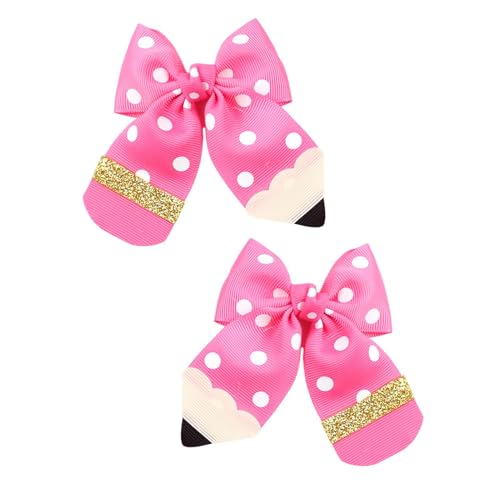 Fukamou Bleistiftschleife Haarspange,Bleistift Haarschleife,2 Stück Dot Bleistift-Haarschleifen-Clips - Bleistift-Haarschleifen-Clips für Mädchen, Kleinkinder, Kinder, Kindergarten, 1., von Fukamou