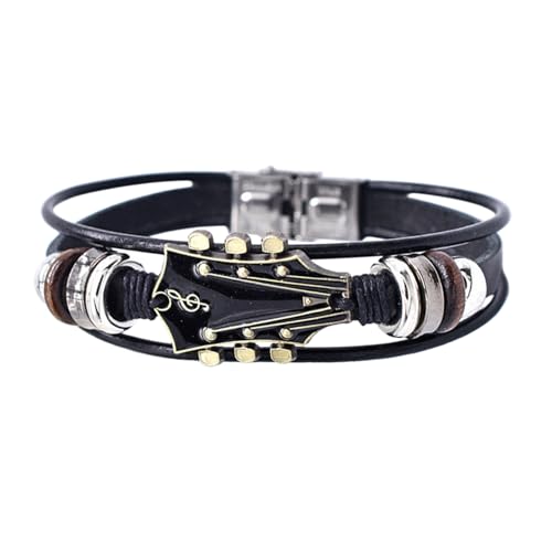 Fukamou Coole Herrenarmbänder, Verstellbare Armbänder Für Männer | Armbänder In Gitarrenform Im Rock-Stil | Handgefertigtes -Geflochtenes Mehrschichtiges Armband, Modeschmuck Für Musikliebhaber von Fukamou