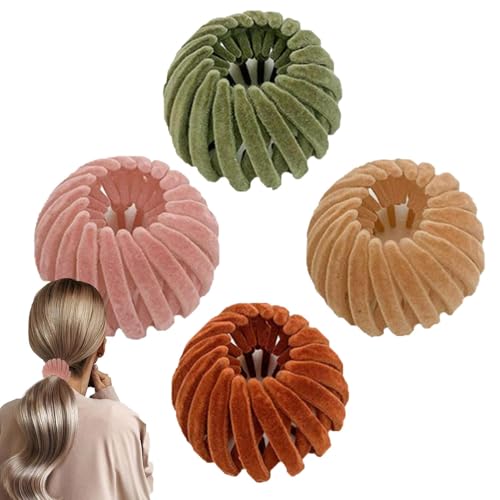 Fukamou Haarknotenhalter, Vogelnest-Haarnadel | 4X Vogelnest-Haarklammern | Einziehbare Kamm-Haarbänder, stilvoller Dutt-Maker für Frauen und Mädchen von Fukamou