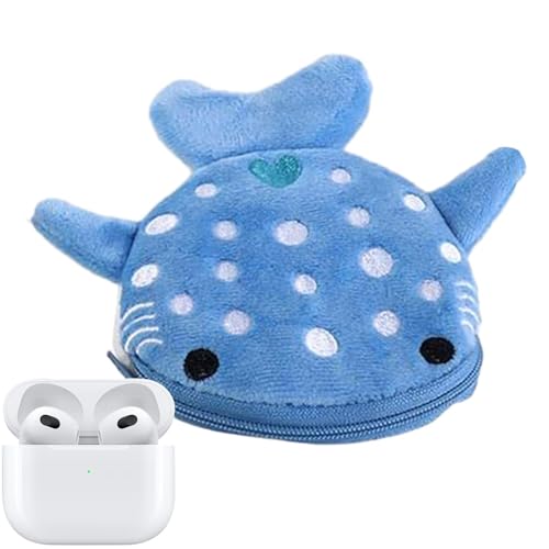Fukamou Kleine Hai-Geldbörse | Jungen-Geldbörse Mit Reißverschluss,Hai Süße Kopfhörer Aufbewahrungst-Asche Stickerei Muster Cartoon Für Kopfhörer Papiergeld von Fukamou