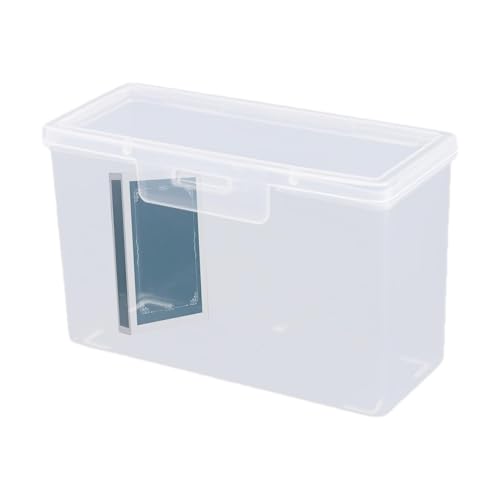 Fukamou Mini-Rechteck-Aufbewahrungsbox, Visitenkartenbehälter Mit Deckel | Transparente Rechteckige Visitenkartenbox Für -Den Schreibtisch,Aufbewahrungsorganisator Mit Sicherheitsschnalle Für von Fukamou