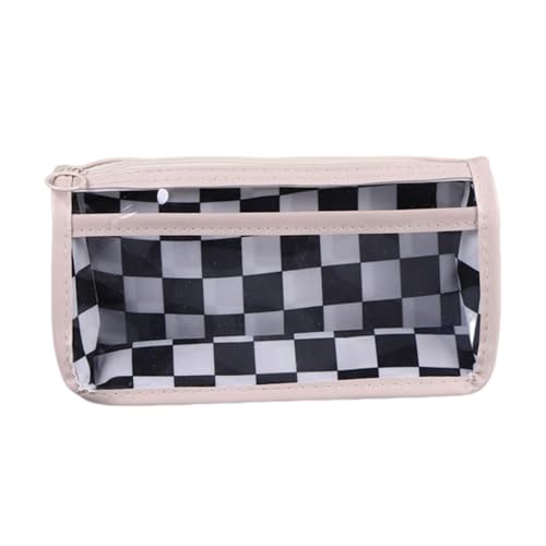 Fukamou Schachbrett-Federmäppchen,Transparente Stifttasche Mit Reißverschluss | Großes PVC-Polyester-Federmäppchen Mit -Schachbrettmuster Für Teenager, Mädchen, Und Studenten von Fukamou