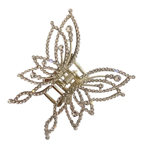 Fukamou Schmetterlings-Haarspange Für Frauen, Kristall-Schmetterlings-Haarspange,Dekorative Süße Kopfbedeckung | Modischer Sta-rker Halt, Trendige Glitzer-Strass-Bling-Kopfbedeckung Für Hochzeit von Fukamou