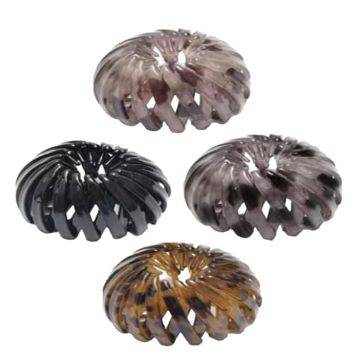 Fukamou Vogelnest-Haarspange, Haarknotenhalter, 4X Vogelnestplatte Haarnadel, Einziehbare Kamm-Haarbänder, stilvolle rutschfeste Haarklammern für dickes, dünnes Haar von Fukamou