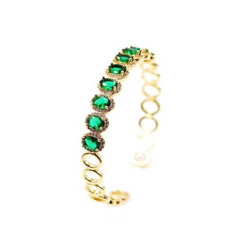 Fukugems 14K Gold überzogene Cubic Zirkonia Messing Armreifen für Frauen, vergoldeter Armreif Style-7 Fukugems 14K Gold überzogene Cubic Zirkonia Messing Armreifen für Frauen, vergoldeter Armreif Style-7 von Fukugems