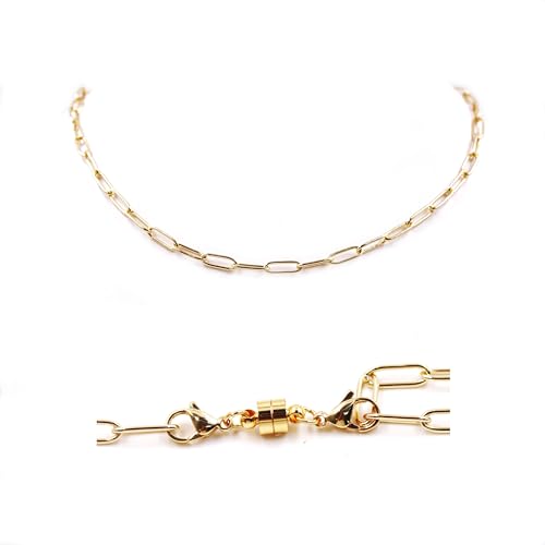 Fukugems 14K Gold überzogene Kette Halskette für Frauen zierliche Schicht Halskette, Paperclip Kette Halskette von Fukugems