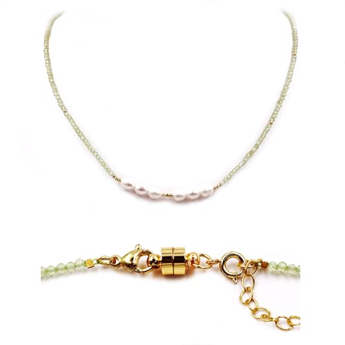 Fukugems Flaring zierliche Gesmstone Süßwasser Perle Halskette Naturstein Choker Halskette für Frauen, Freshwater Pearl Peridot Halskette Fukugems Flaring zierliche Gesmstone Süßwasser Perle Halskette Naturstein Choker Halskette für Frauen, Freshwater Pearl Peridot Halskette von Fukugems