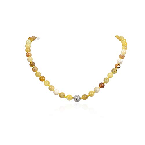 Fukugems Naturstein Kette für Damen Mann Edelstein Perlen Kette Geburtsstein Kette Yellow Opal Kette von Fukugems
