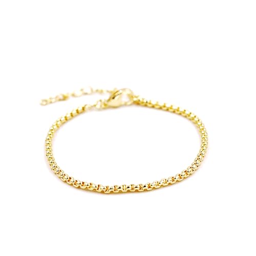 Fukumems 14K Gold überzogene Kette Armband für Frauen Mädchen Charms Armband für Mädchen Frauen Charms Layering Armband Box Chain Fukumems 14K Gold überzogene Kette Armband für Frauen Mädchen Charms Armband für Mädchen Frauen Charms Layering Armband Box Chain von Fukugems