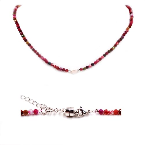 Fukumems Naturstein Perlen Halskette Handgemachte Dianty Halskette für Frauen, Freshwater Pearl Tourmaline Halskette Fukumems Naturstein Perlen Halskette Handgemachte Dianty Halskette für Frauen, Freshwater Pearl Tourmaline Halskette von Fukugems