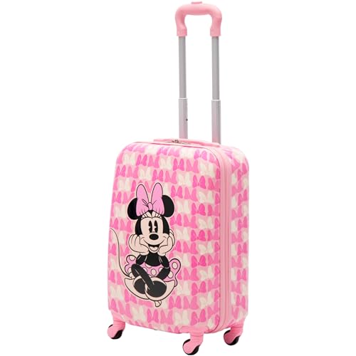 FUL Unisex Kinder Disney Minnie Maus Rollgepäck 53,3 cm Hardshell Handgepäck mit Rollen, Rosa - Schleifen, 21 Inch, Disney Minnie Mouse Rollgepäck für Kinder, Hartschale, 53,3 cm, mit Rollen von Ful