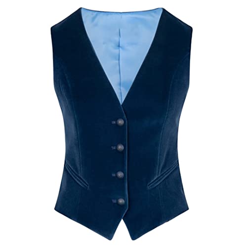 Damen Samt Weste V-Ausschnitt 4 Knöpfe Business Slim Fit Arbeitskleidung Warm Ärmellose Weste von Fulbant