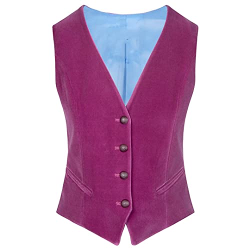 Damen Samt Weste V-Ausschnitt 4 Knöpfe Business Slim Fit Arbeitskleidung Warm Ärmellose Weste von Fulbant