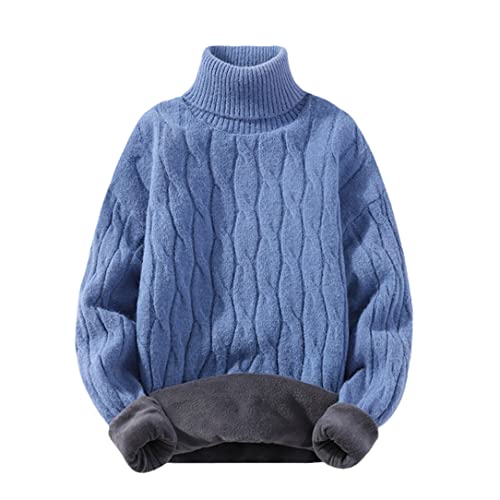 Fulbant Herren Fleece Rollkragenpullover Streetwear Winter Rollkragen Herren Pullover, blau, XX-Large von Fulbant
