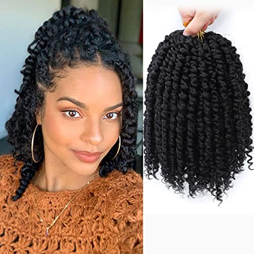 Fulcrum Passion Twist Hair - 8 Stück gehäkelte, geflochtene Haarsträhnen für schwarze Frauen, vorgewickelt mit lockigen Enden (20,3 cm), 1B # von Fulcrum