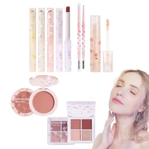 8-in-1-Make-up-Set, gemischte Rouge-Palette, leicht zu reisen, glänzender Lidschatten, tägliche Kosmetik für Zuhause, Meetings, Verabredungen, von Fulenyi