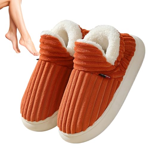 Baumwollhausschuhe für Damen - Rutschfeste Pantoffeln mit orthopädischen Sohlen,Flauschige Indoor-Outdoor-Hausschuhe für den Winter, Herren-Damen-Hausschuhe Fulenyi von Fulenyi