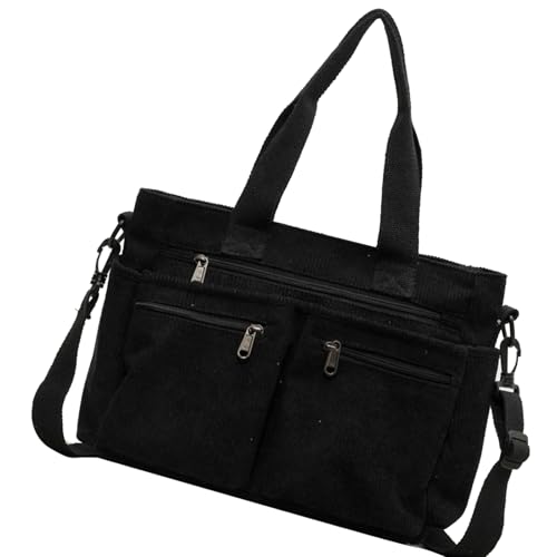 Cordtasche, Umhängetasche, Schultertasche aus Cord, große Kapazität, Handtasche mit Taschen, Umhängetasche, Reisetasche, für Regenschirm, Abendessen, Arbeit, Verabredungen, Schwarz, Consulte von Fulenyi