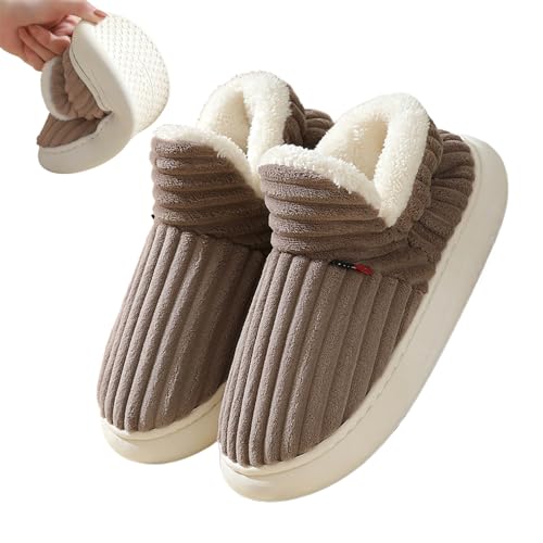 Damen Baumwollhausschuhe, Rutschfeste Hausschuhe mit orthopädischen Sohlen, Bequeme Indoor-Outdoor-Scuff-Slides, Slip-On-Winter-Fuzzy-Hausschuhe für Männer und Frauen Fulenyi von Fulenyi