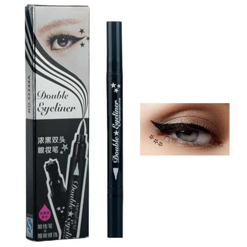 Eyeliner, wasserfest, flüssiger Eyeliner und Puffer, langanhaltend, flüssiger Eyeliner, in Form eines Make-up-Stempels mit doppeltem Kopf, zur Dekoration der Augen von Fulenyi