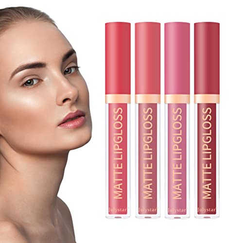 Flüssiges Lippenstift-Set - 4-farbiger langanhaltender mattglänzender Lipgloss - Professioneller Make-up-Lippenstift Schimmernde Lipglosse für Damen und Mädchen Mattlippenstift Fulenyi von Fulenyi